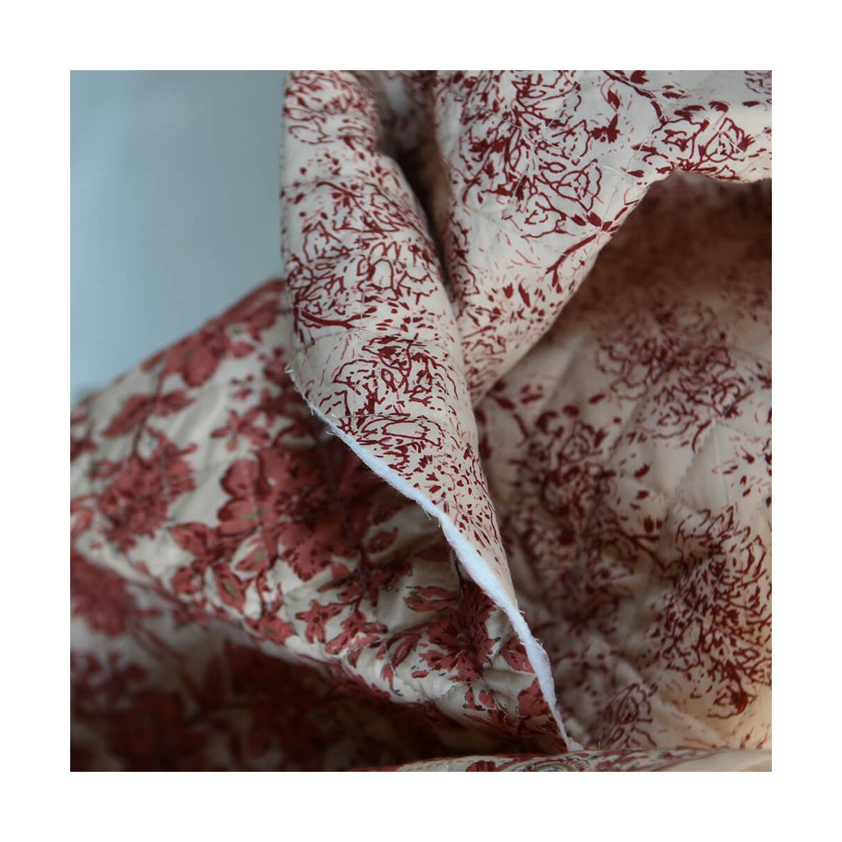 Anjali - Tissu indien matelassé double face coton hand block largeur 100cm