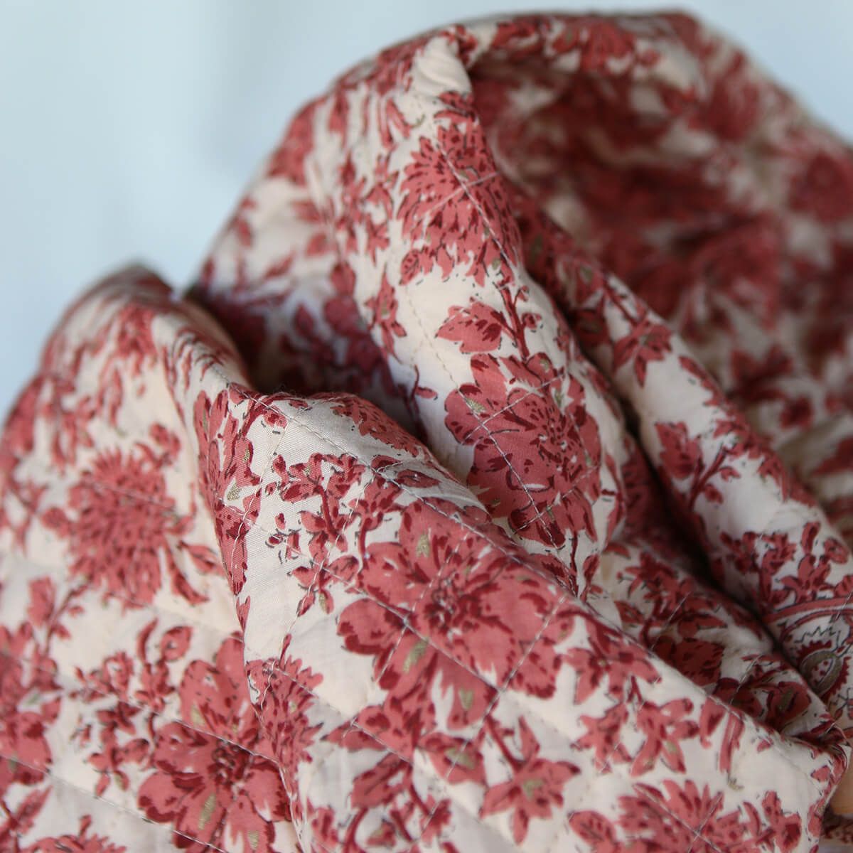 Anjali - Tissu indien matelassé double face coton hand block largeur 100cm