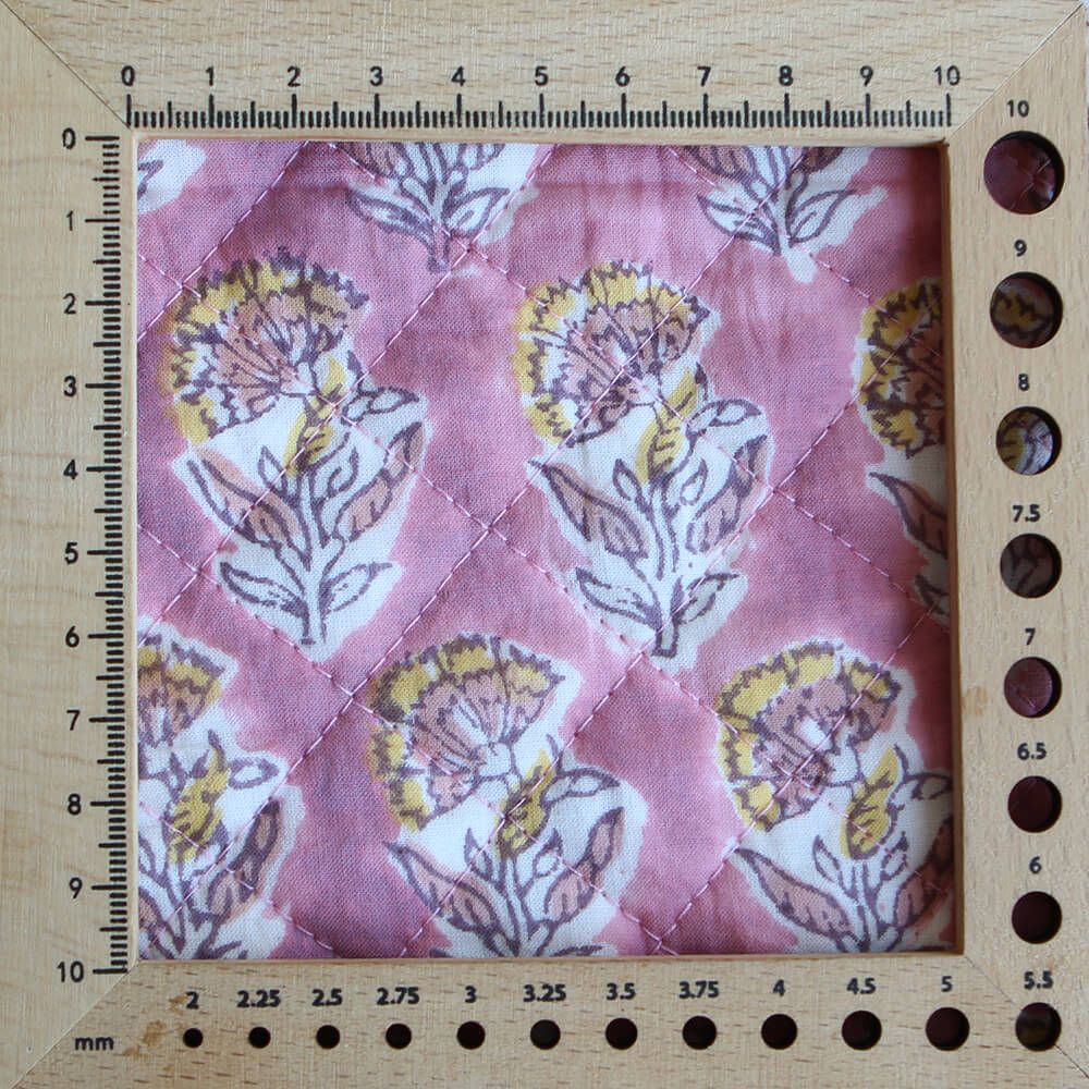 Ishara - Tissu indien matelassé double face coton hand block largeur 100cm