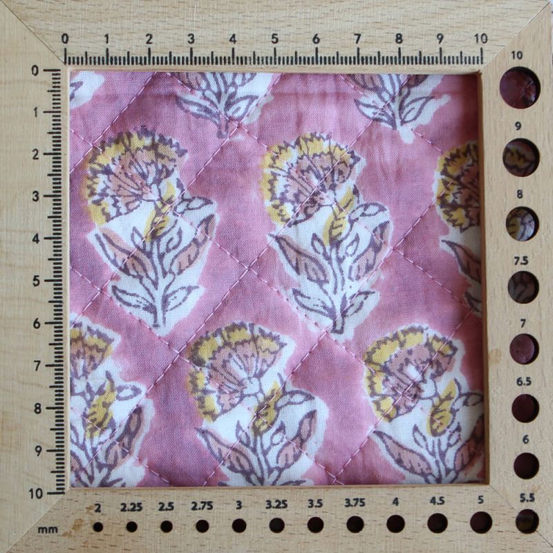 Ishara - Tissu indien matelassé double face coton hand block largeur 100cm