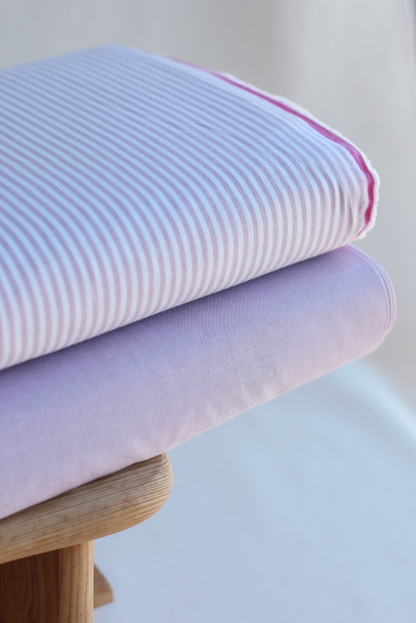 Popeline coton uni chiné effet chambray parme