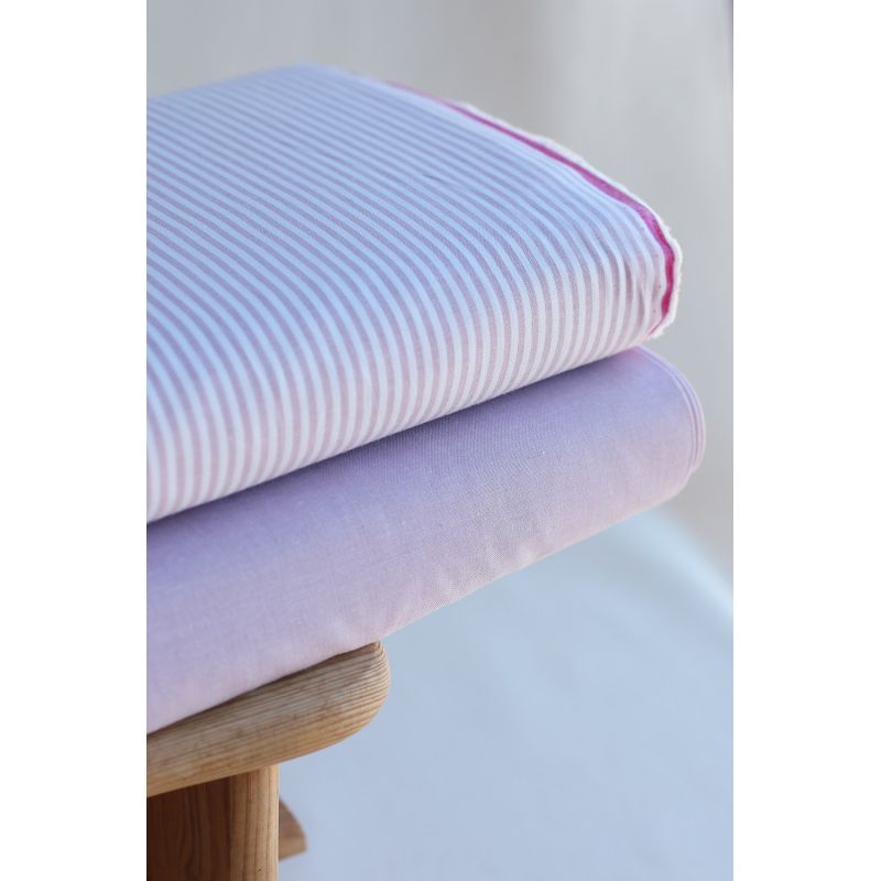 Popeline coton uni chiné effet chambray parme