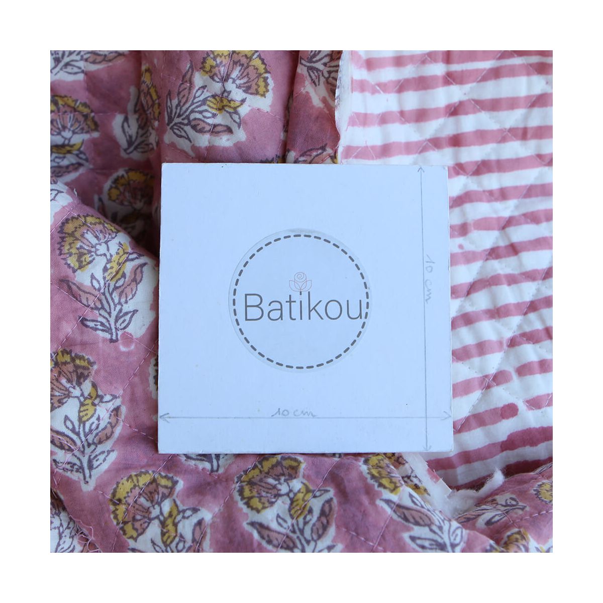 Ishara - Tissu indien matelassé double face coton hand block largeur 100cm