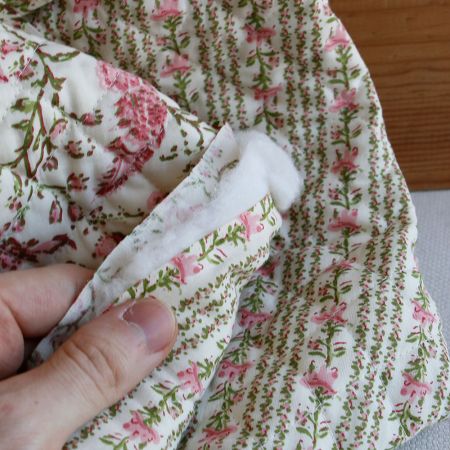 Karishma rose - Tissu indien matelassé double face coton hand block largeur 100cm