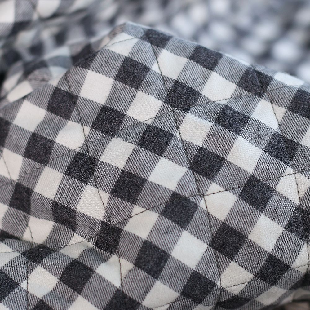 Tissu matelassé Charles coton gratté organique vichy écru et gris