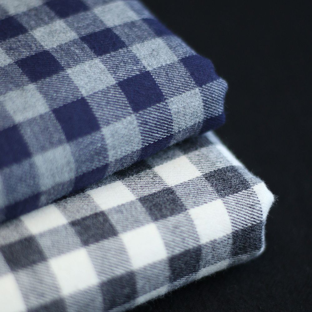 Tissu matelassé Charles coton gratté organique vichy écru et gris