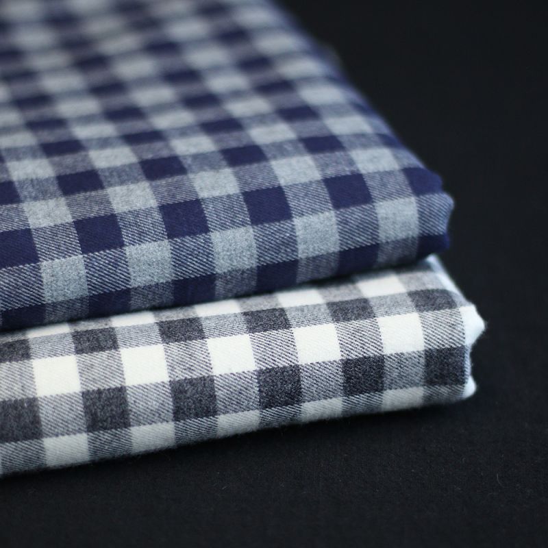 Tissu matelassé Charles coton gratté organique vichy écru et gris