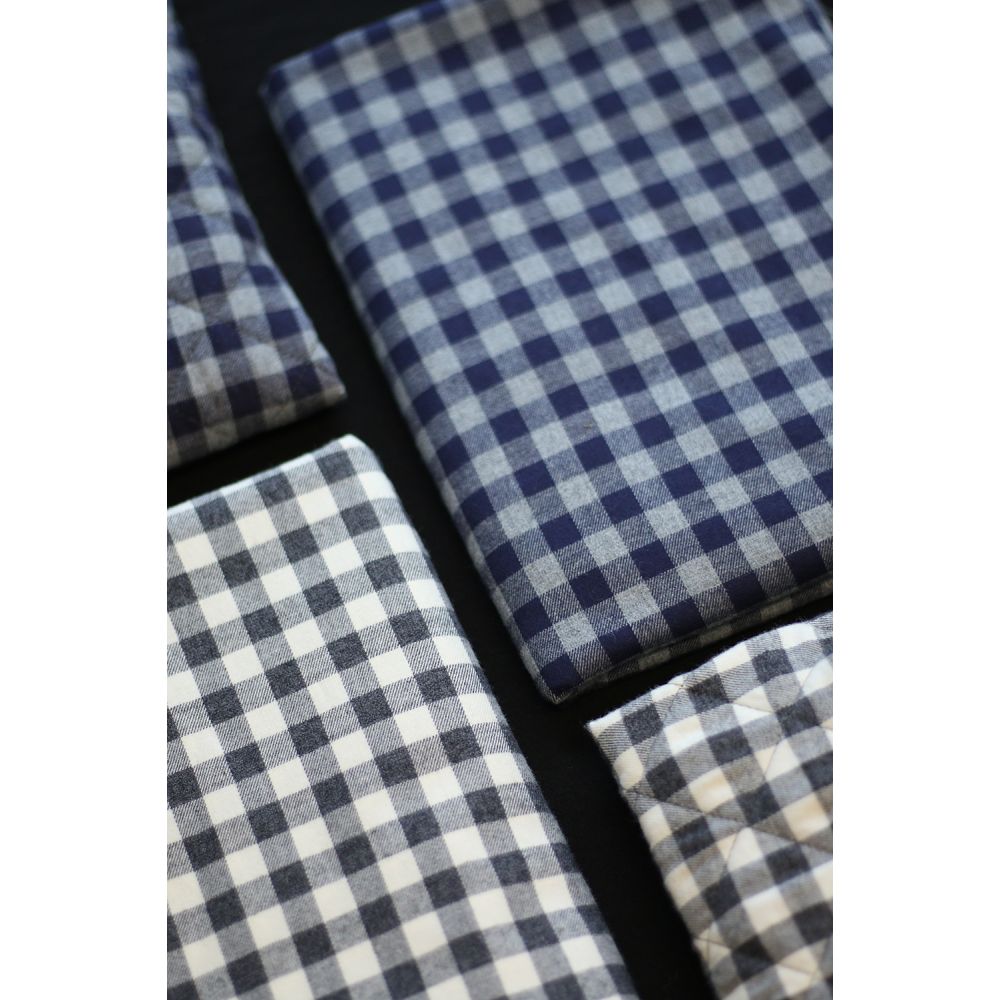 Tissu matelassé Charles coton gratté organique vichy écru et gris