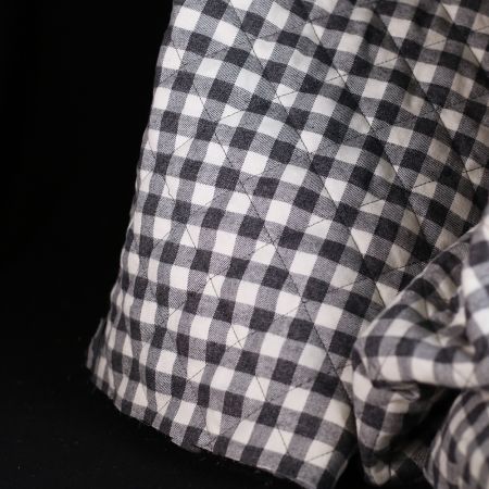 Tissu matelassé Charles coton gratté organique vichy écru et gris