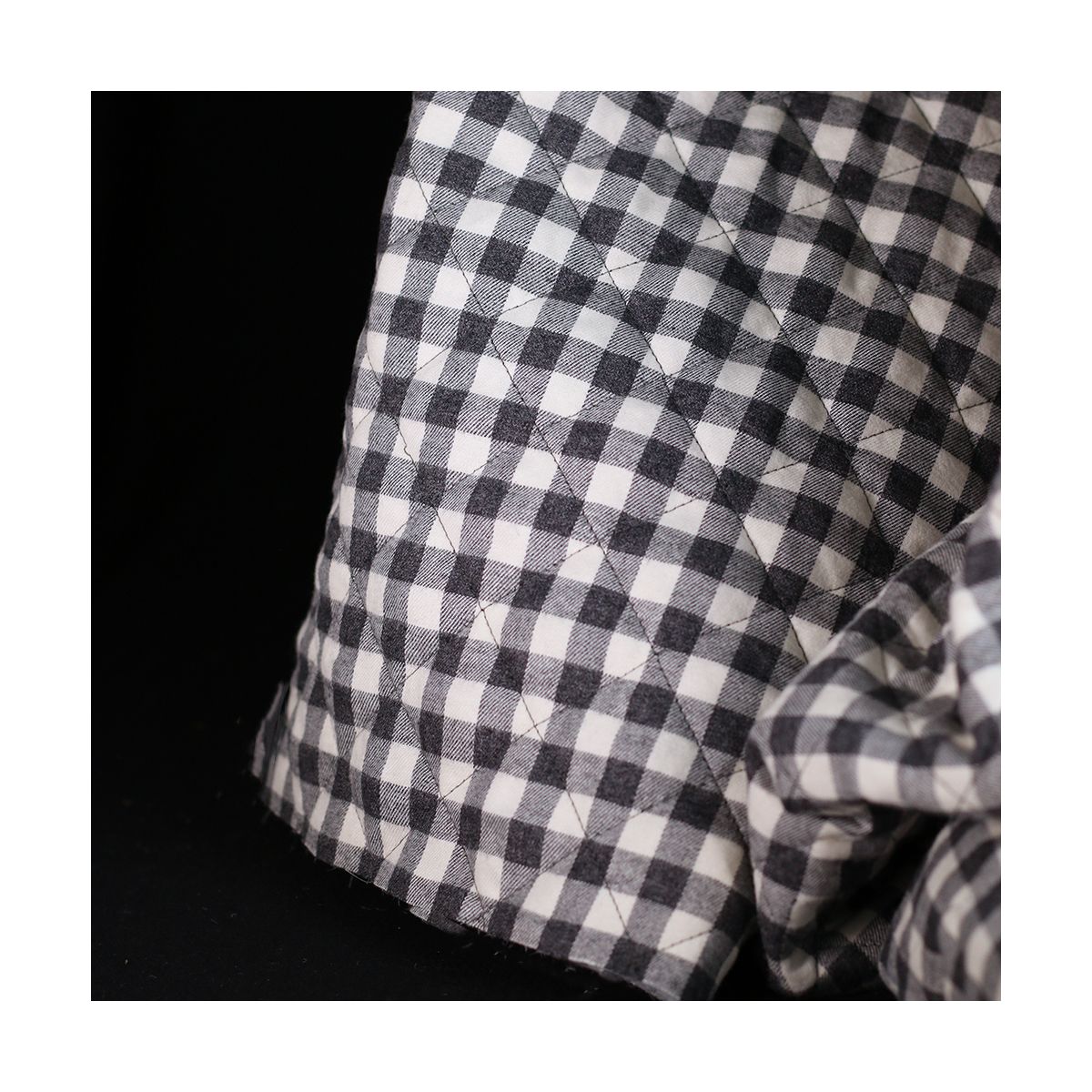 Tissu matelassé Charles coton gratté organique vichy écru et gris