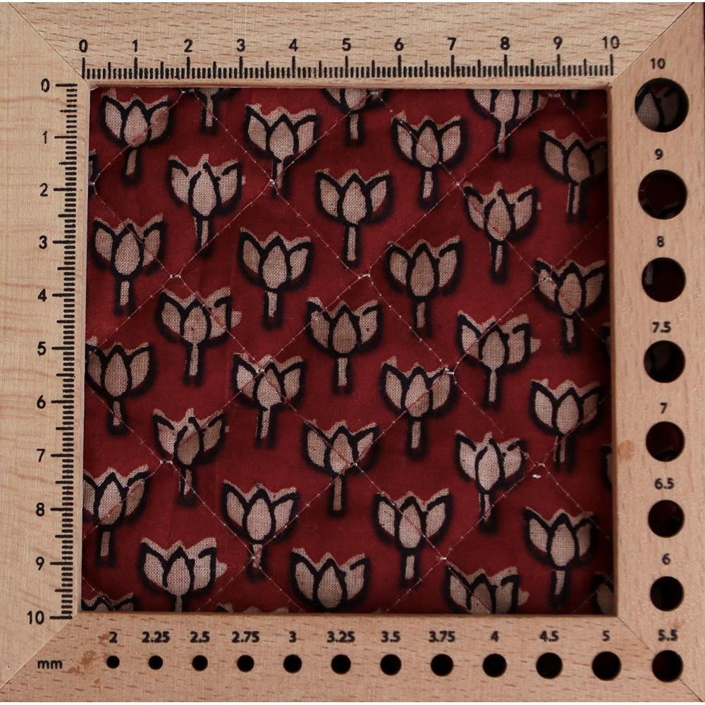 Mira - Tissu indien matelassé double face coton hand block teal largeur 100cm