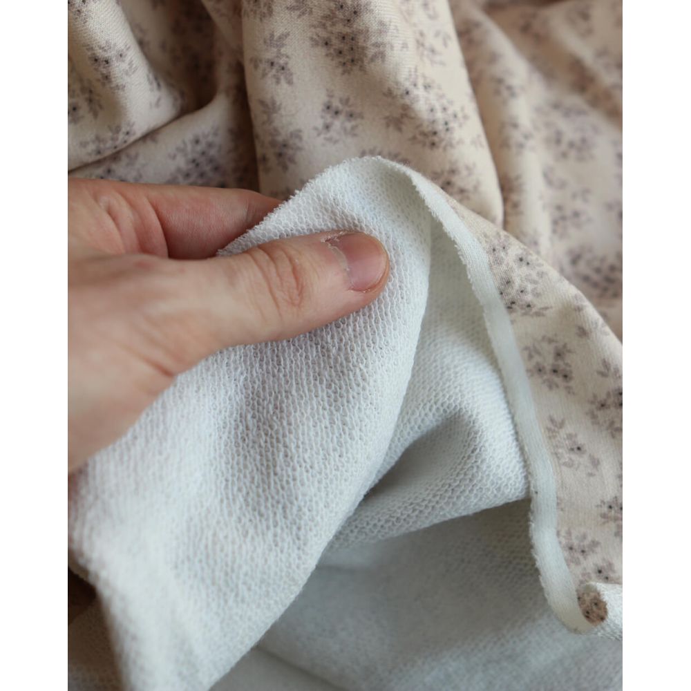 Soumeya - Sweat mélange de coton bouclettes motif exclusif Soumeya taupe