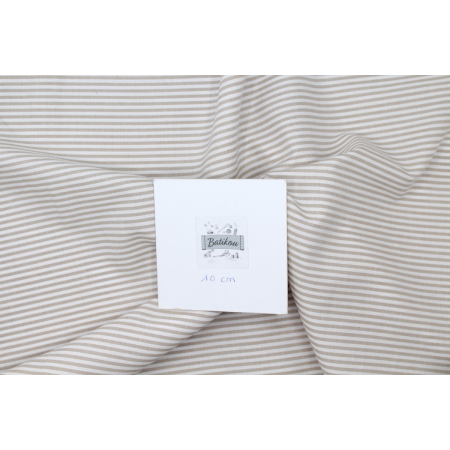 Popeline coton à rayures beige