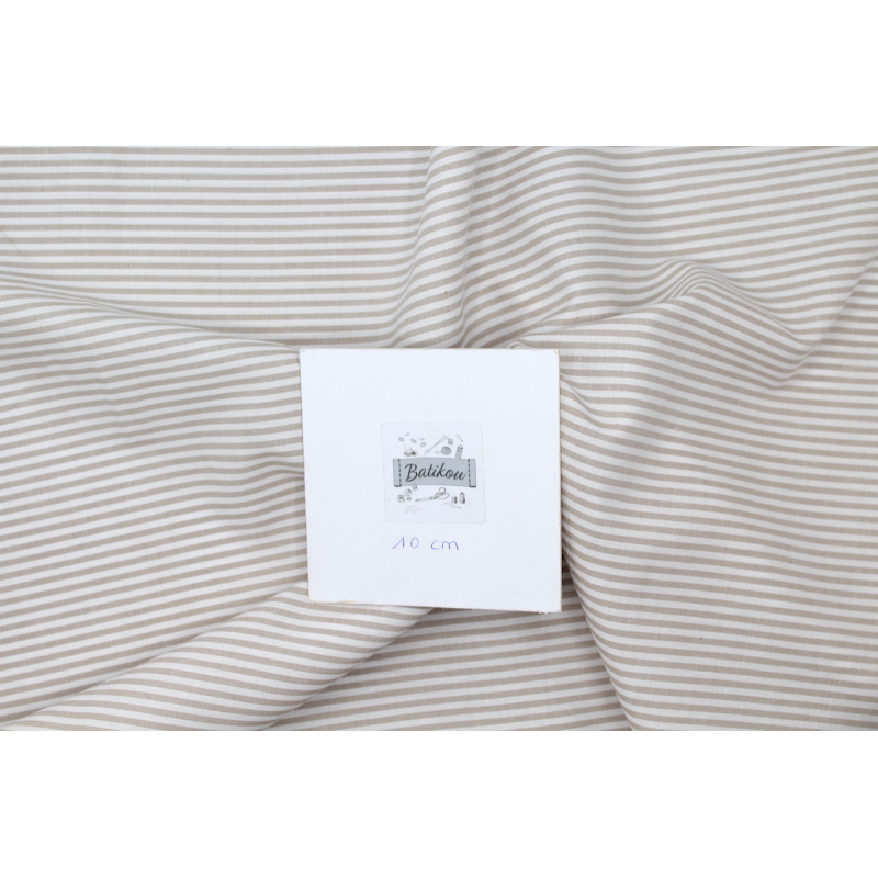 Popeline coton à rayures beige