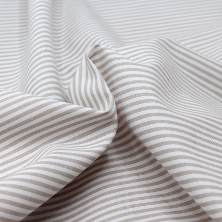 Popeline coton à rayures beige