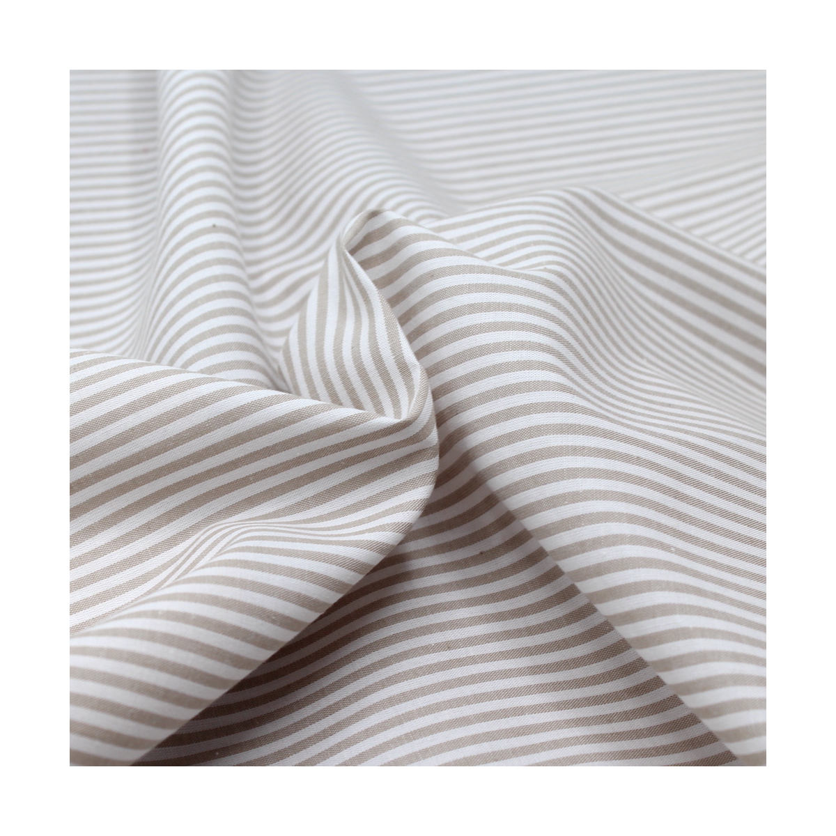 Popeline coton à rayures beige