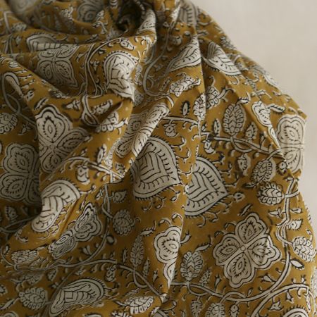 Rina - Tissu indien coton hand block traditionnel