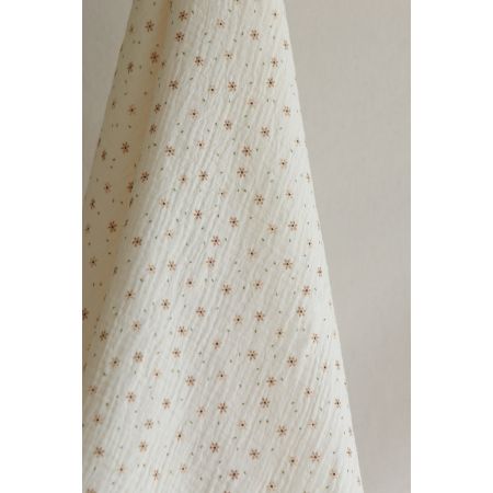 Double gaze de coton imprimé petites fleurs fond écru