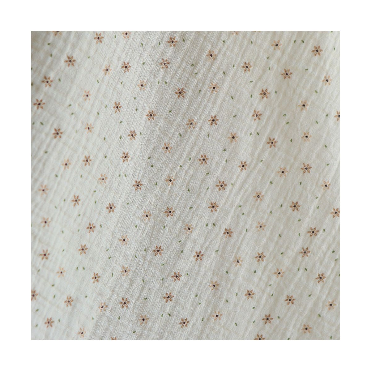 Double gaze de coton imprimé petites fleurs fond écru