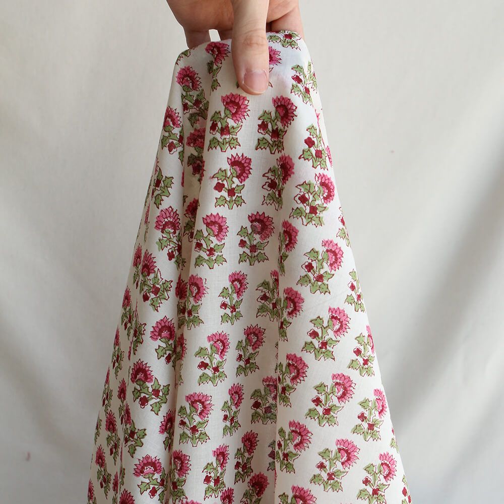 Jamila B - Tissu indien en coton imprimé main Hand Block