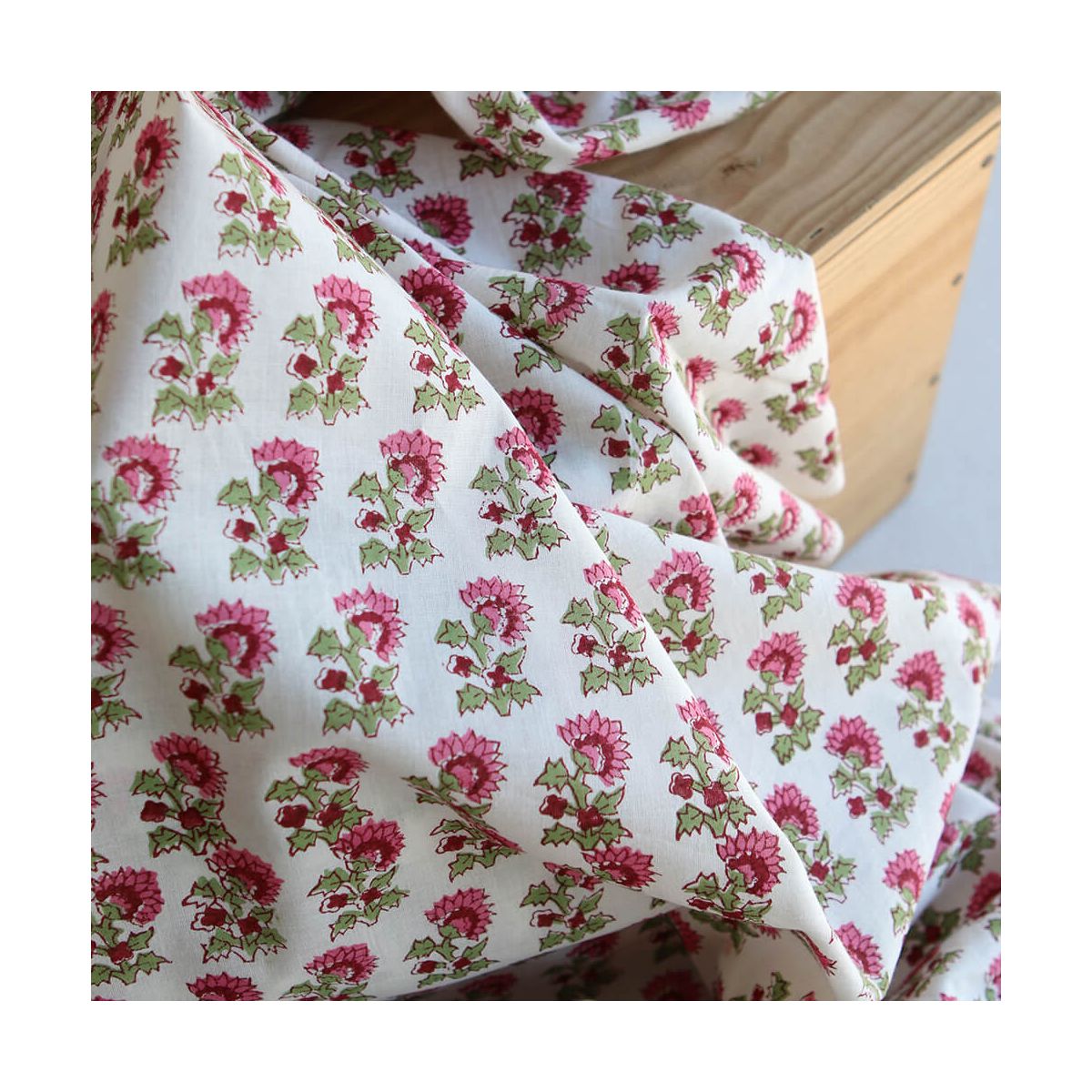 Jamila B - Tissu indien en coton imprimé main Hand Block