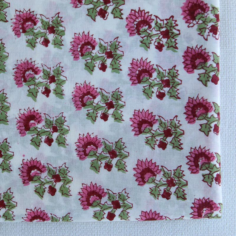 Jamila B - Tissu indien en coton imprimé main Hand Block