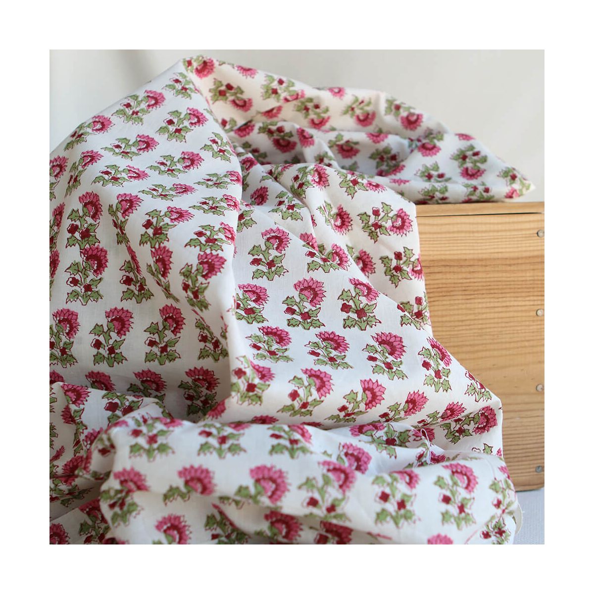 Jamila B - Tissu indien en coton imprimé main Hand Block