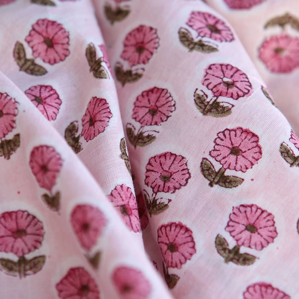 Keya B - Tissu indien en coton imprimé main Hand Block