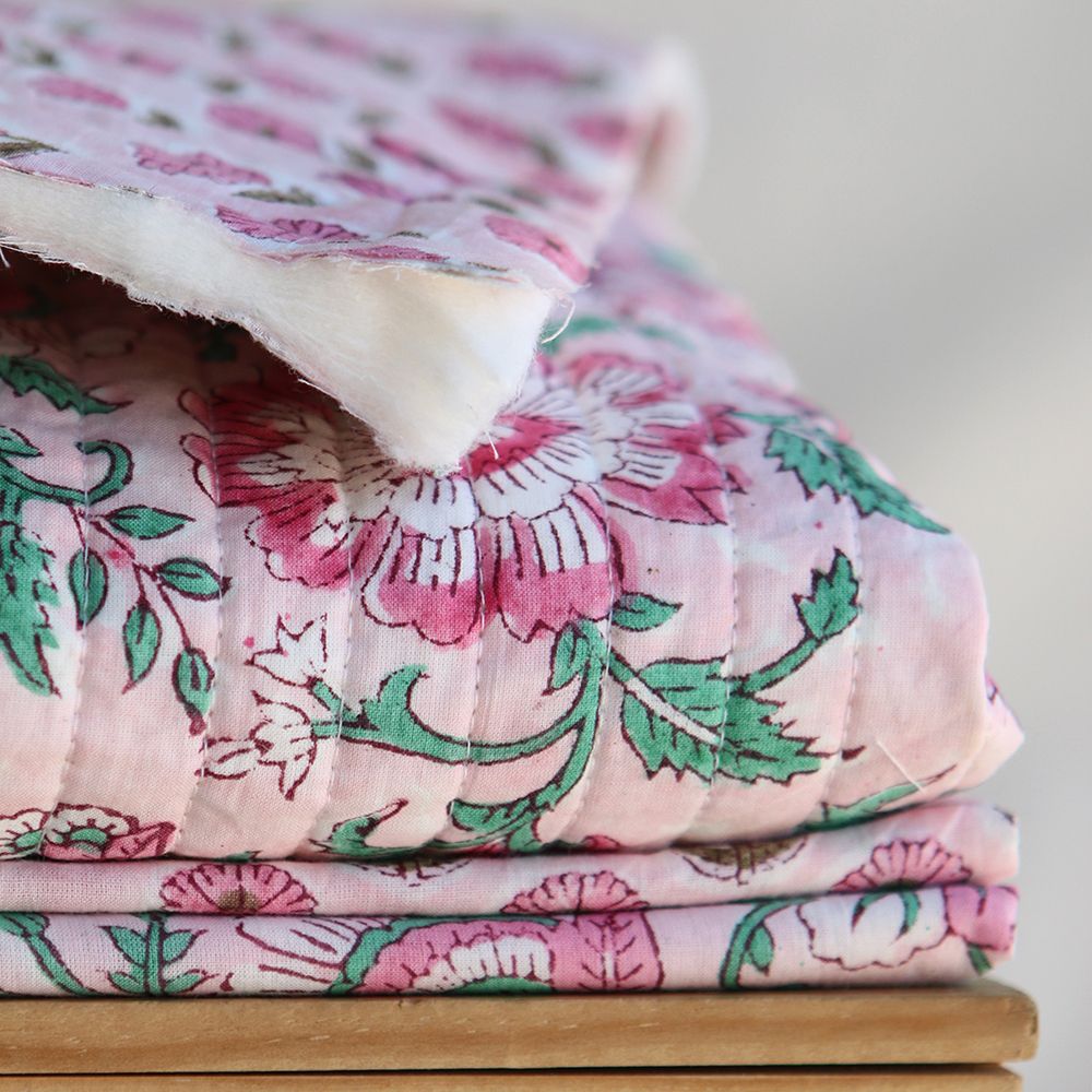 Keya B - Tissu indien en coton imprimé main Hand Block