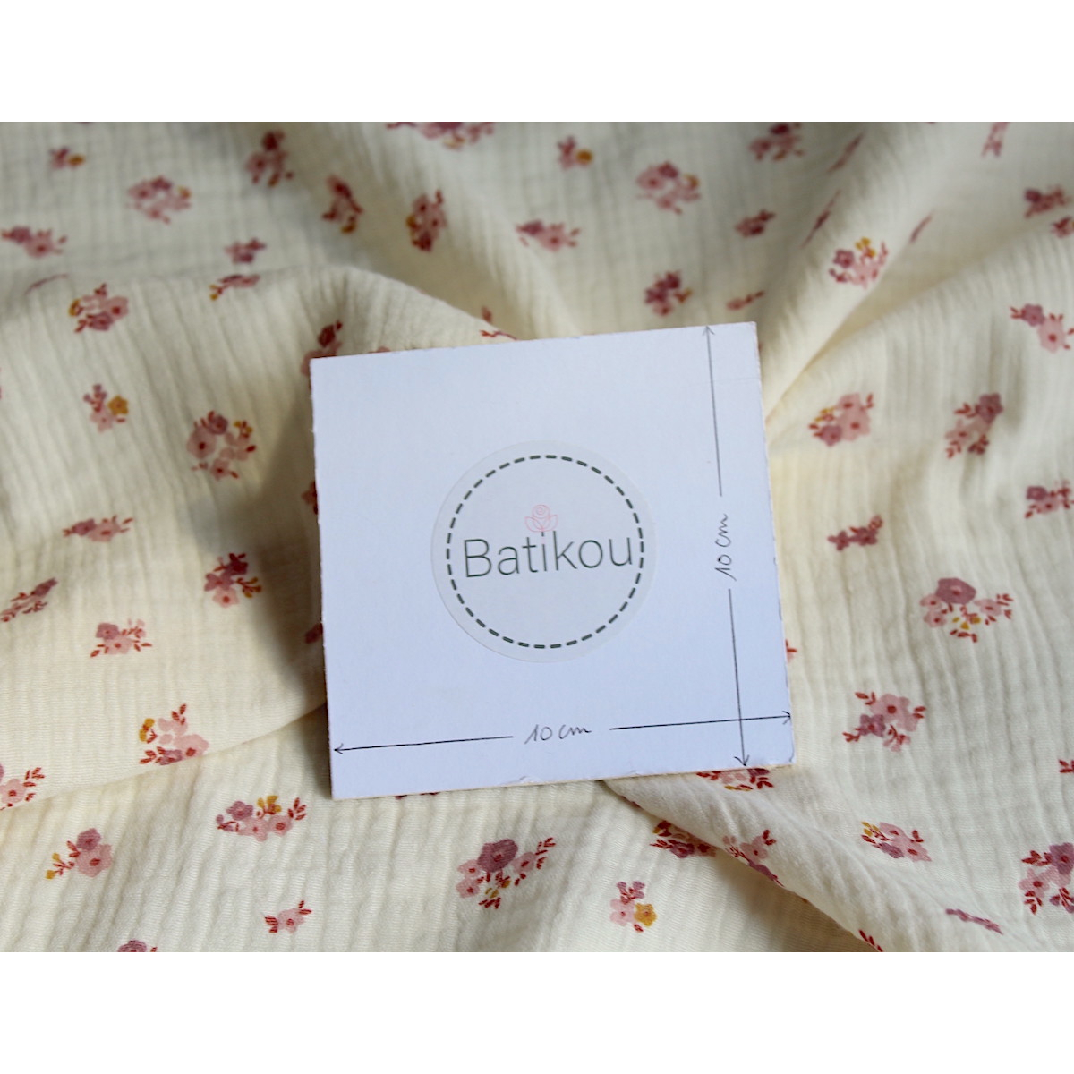 Double gaze de coton Hope écru motifs fleuris