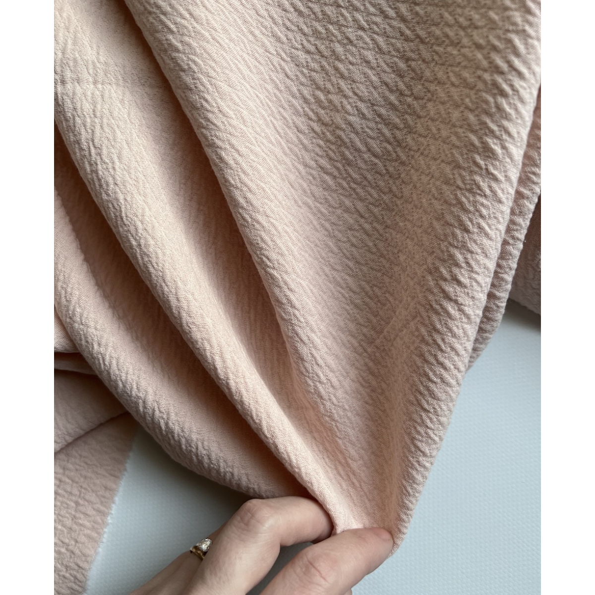 BAYA - Double de coton texturée losanges coloris rose poudré