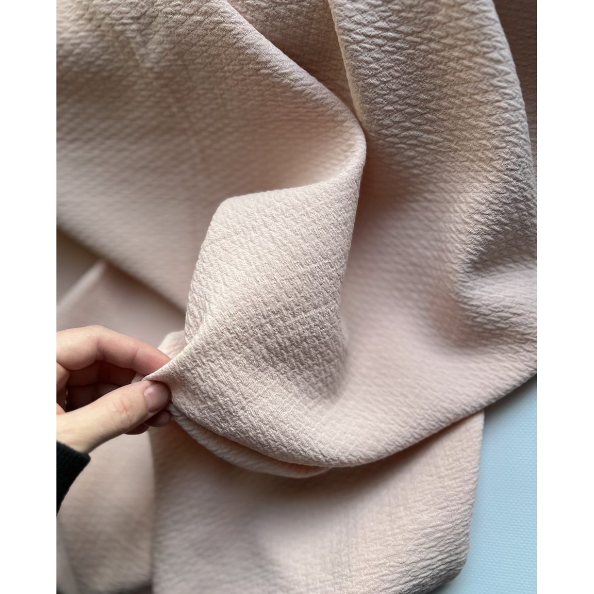 BAYA - Double de coton texturée losanges coloris rose poudré