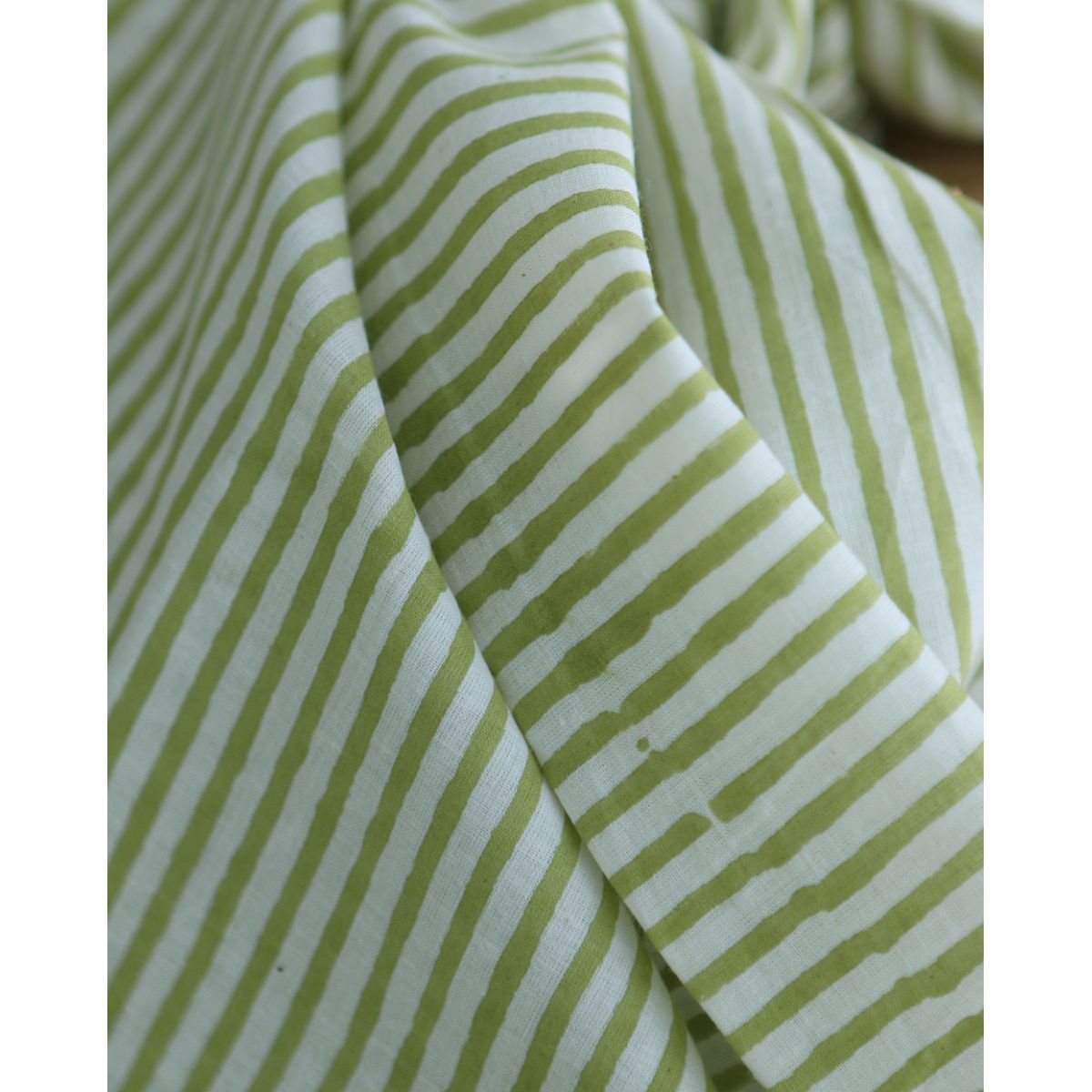 Rayures vert - Tissu indien coton hand block traditionnel