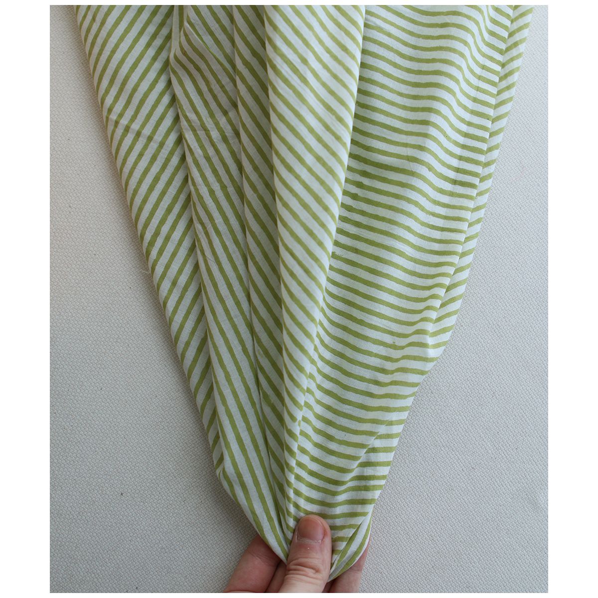 Rayures vert - Tissu indien coton hand block traditionnel