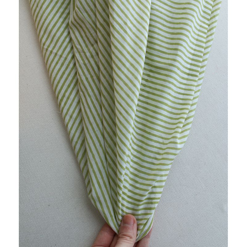 Rayures vert - Tissu indien coton hand block traditionnel