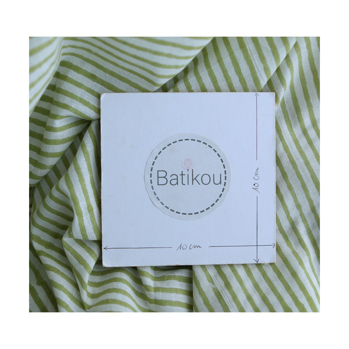 Rayures vert - Tissu indien coton hand block traditionnel