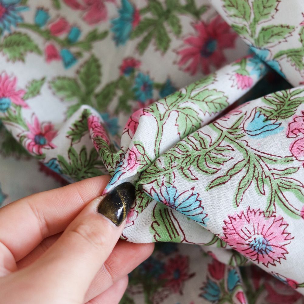 Sanjay - Tissu indien coton hand block traditionnel