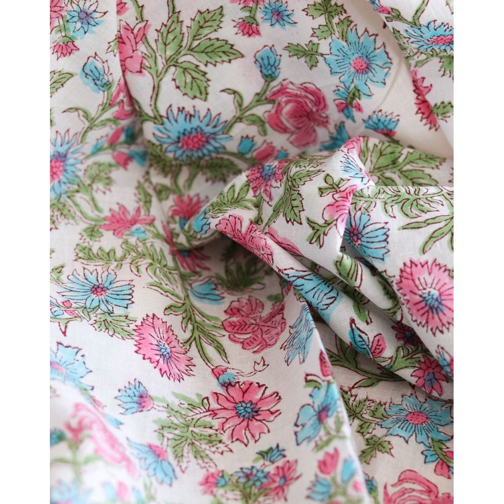 Sanjay - Tissu indien coton hand block traditionnel