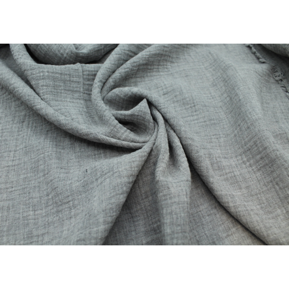 Double gaze de coton BIO chiné coloris GRIS