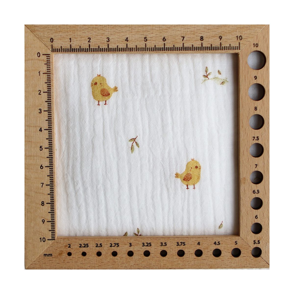 Carlito - Double gaze de coton motif fond blanc motif poussin