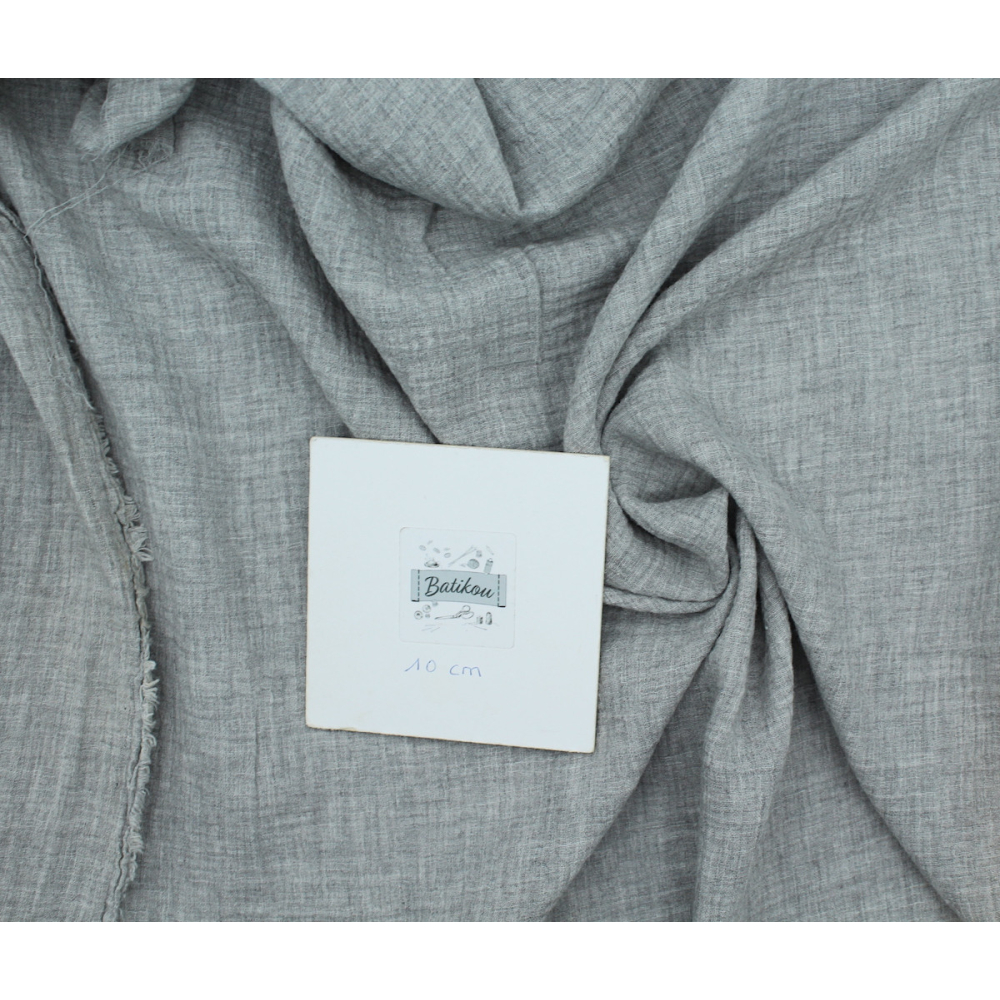 Double gaze de coton BIO chiné coloris GRIS
