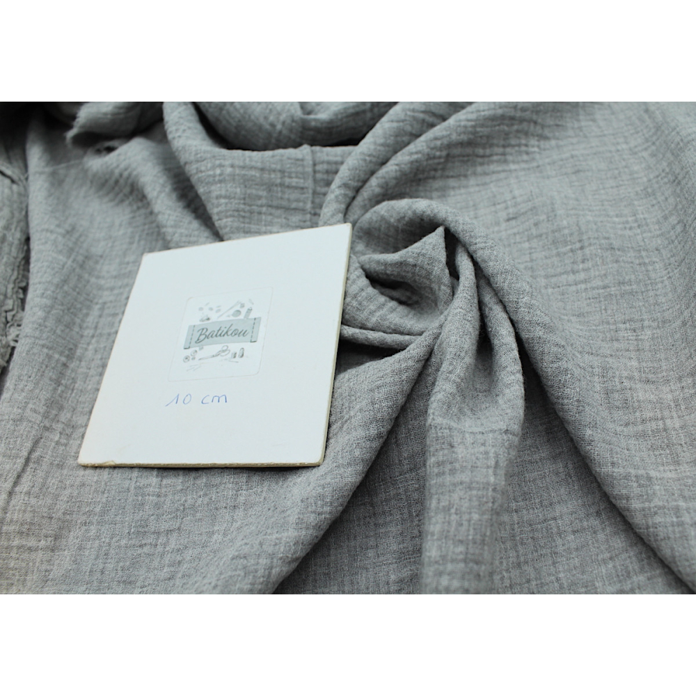 Double gaze de coton BIO chiné coloris GRIS