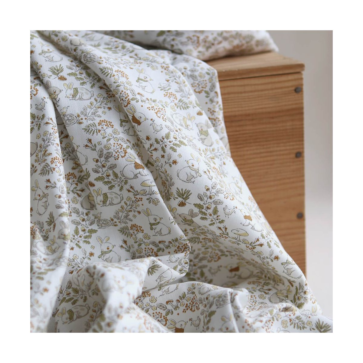 Panpan - Tissu coton texturé imprimé petits lapins