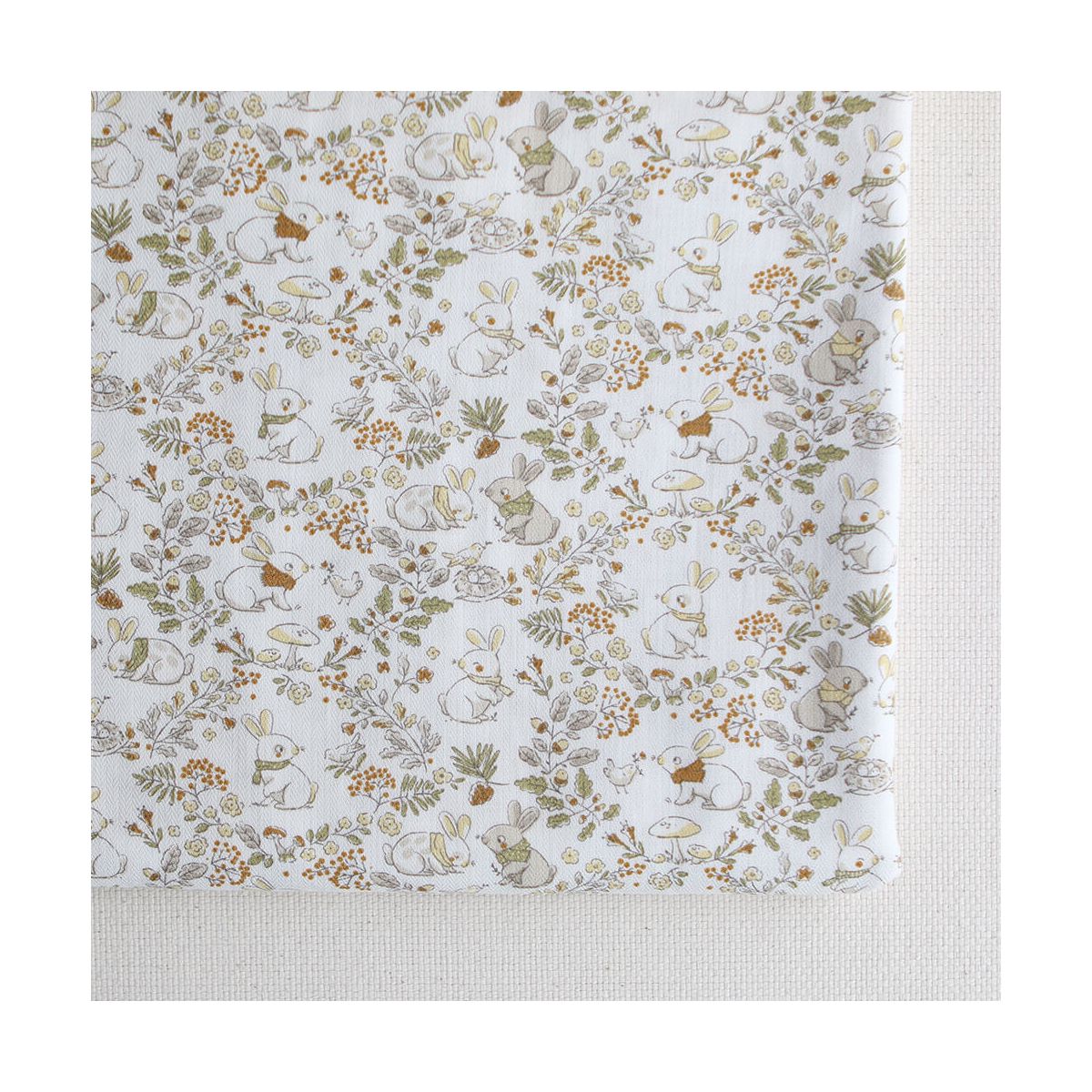 Panpan - Tissu coton texturé imprimé petits lapins