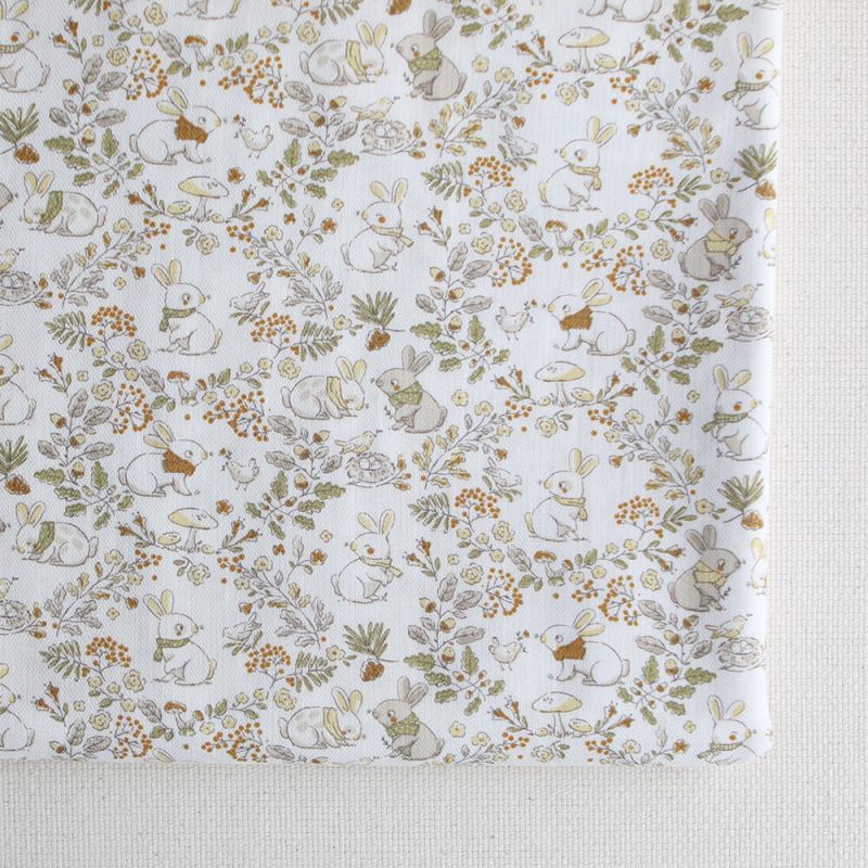 Panpan - Tissu coton texturé imprimé petits lapins