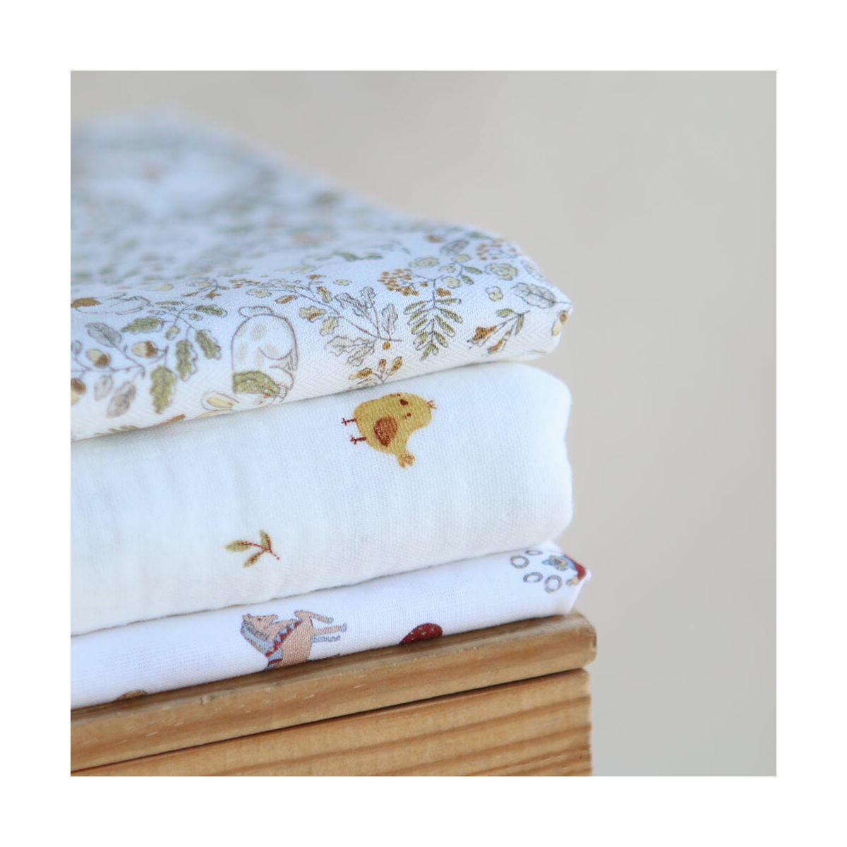 Panpan - Tissu coton texturé imprimé petits lapins