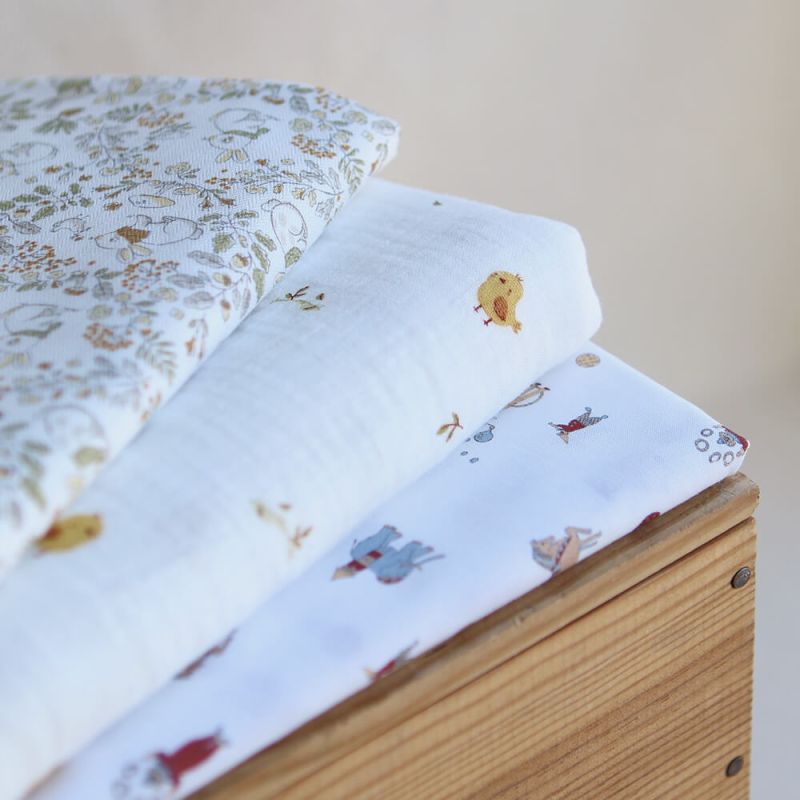 Panpan - Tissu coton texturé imprimé petits lapins