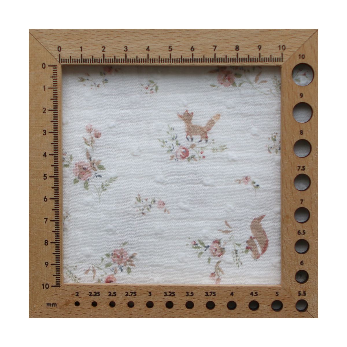 Noisette - Double gaze de coton plumetis imprimé renards et écureuils