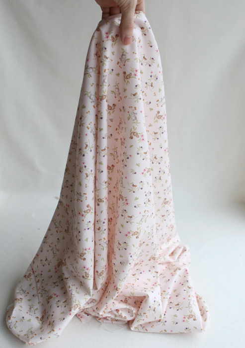 Biscotte - Tissu sergé de coton imprimé fleuri et animaux