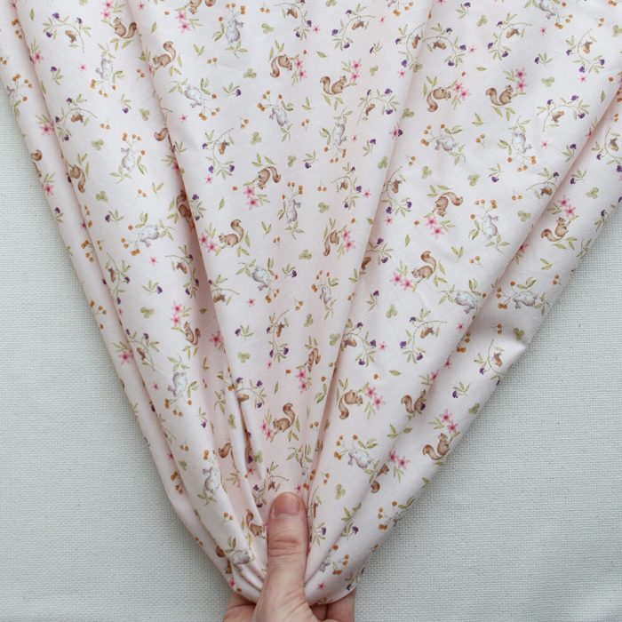 Biscotte - Tissu sergé de coton imprimé fleuri et animaux